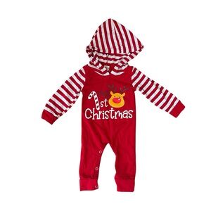 6-12m Baby 1st Christmas Red Candy Cane Romper Size 70 Holiday Outfit 12 Month